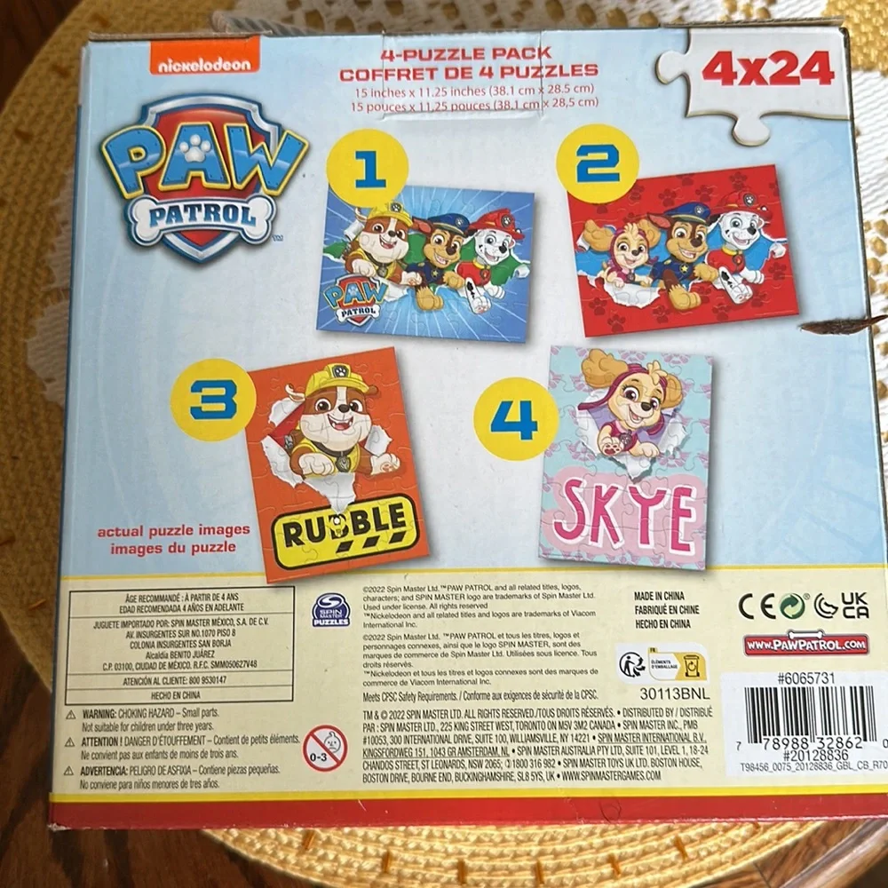 Nickelodeon Paw Patrol 4 Puzzle Pack new in box.